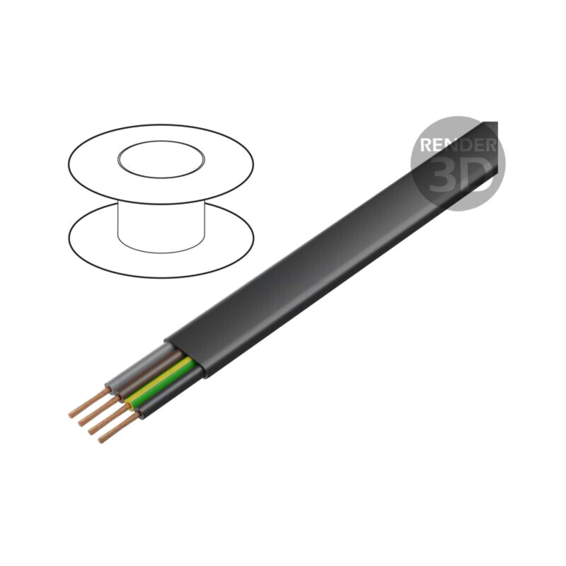 Cablu; H07VVH6-F,PVC-Flach; 4G6mm2; neecranat; 450V,750V; Cu