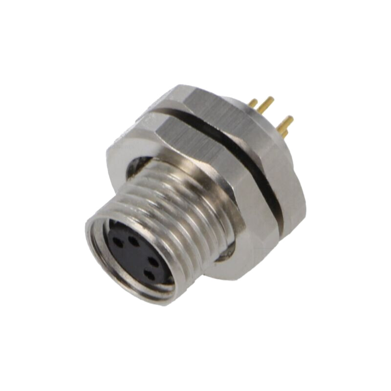 Conector: M8; soclu; mamă; 48V; 4A; PIN: 4; IP67; THT