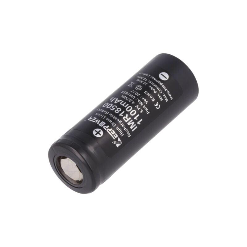 Acumul: Li-Ion; 18500; 3,7V; 1100mAh; Ø18,5x50mm; 10A