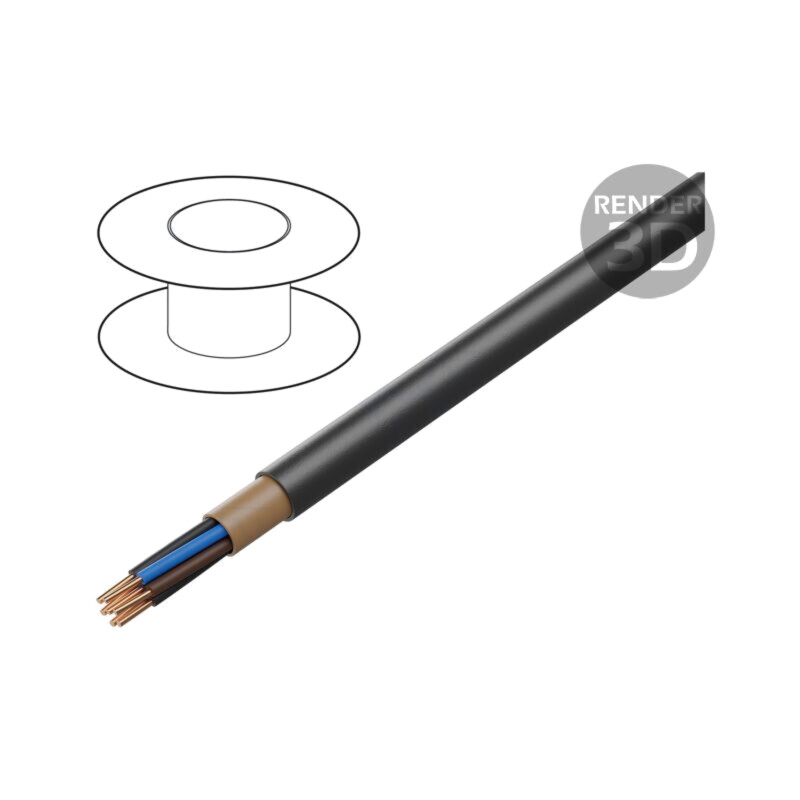 Cablu; NYY; 2x10mm2; rotund; sârmă; Cu; PVC; negru; 600V,1kV