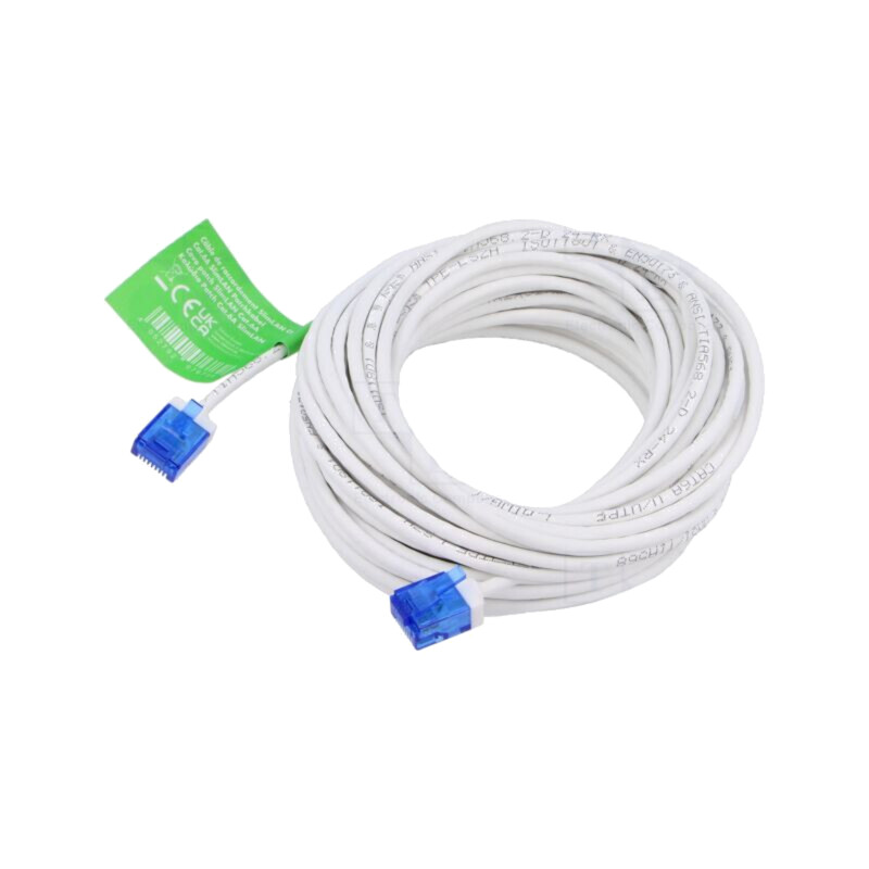 Patch cord; RJ45 mufă,din ambele părţi; U/UTP; 6a; litat; Cu; alb