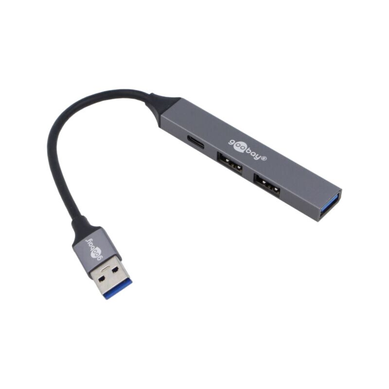 Hub USB; USB A soclu x3,USB A mufă,USB C soclu; PnP; gri; 5Gbps