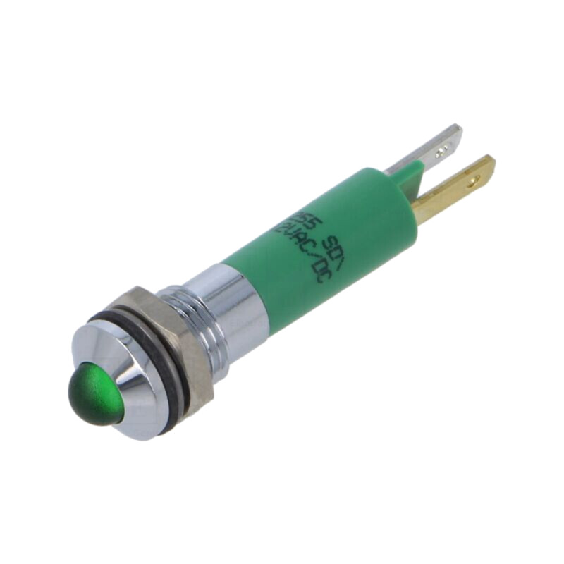 Lampă de control: LED; convex; verde; 12VDC; 12VAC; Ø8mm; IP67