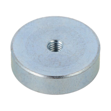 Magnet: fix; neodim; 75N; Ø: 16mm; H: 4,5mm; oţel; Lung.filet: 1,5mm