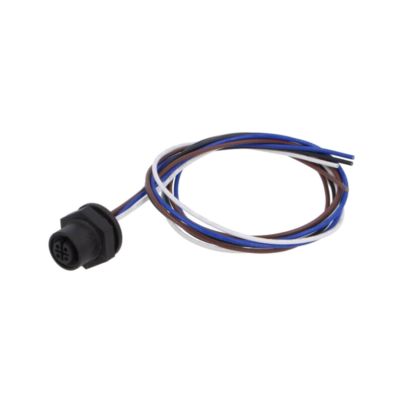 Conector: M12; soclu; mamă; 4A; 250V; PIN: 4; IP67; drept; cabluri