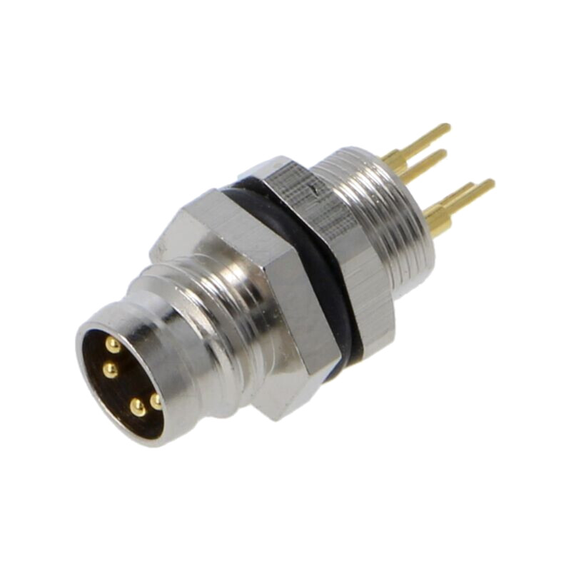 Conector: M8; soclu; tată; 48V; 4A; PIN: 4; IP67; THT; 0,34mm2