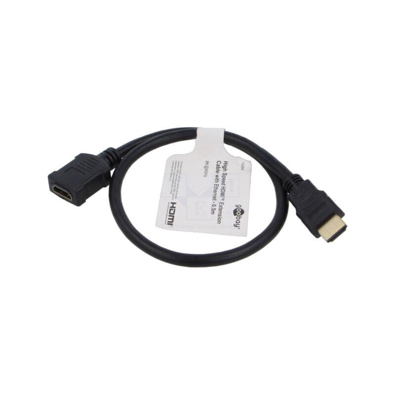 Cablu; HDMI soclu,HDMI mufă; PVC; 0,5m; negru; HDCP 2.2,HDMI 2.1