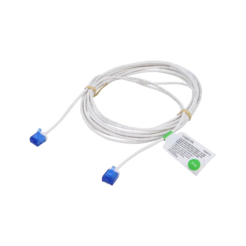 Patch cord; RJ45 mufă,din ambele părţi; U/UTP; 6a; litat; Cu; alb