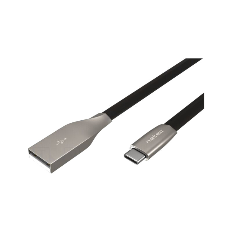 Cablu; USB 2.0; USB A mufă,USB C mufă; nichelat; 1m; negru; gumă