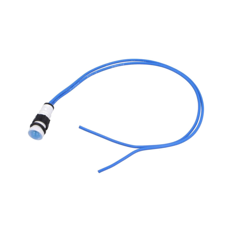 Lampă de control: LED; convex; albastră; 230VAC; Ø10mm; cabluri