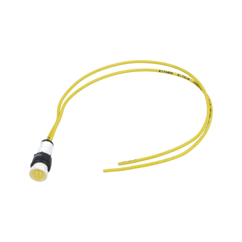 Lampă de control: LED; convex; galbenă; 230VAC; Ø10mm; cabluri