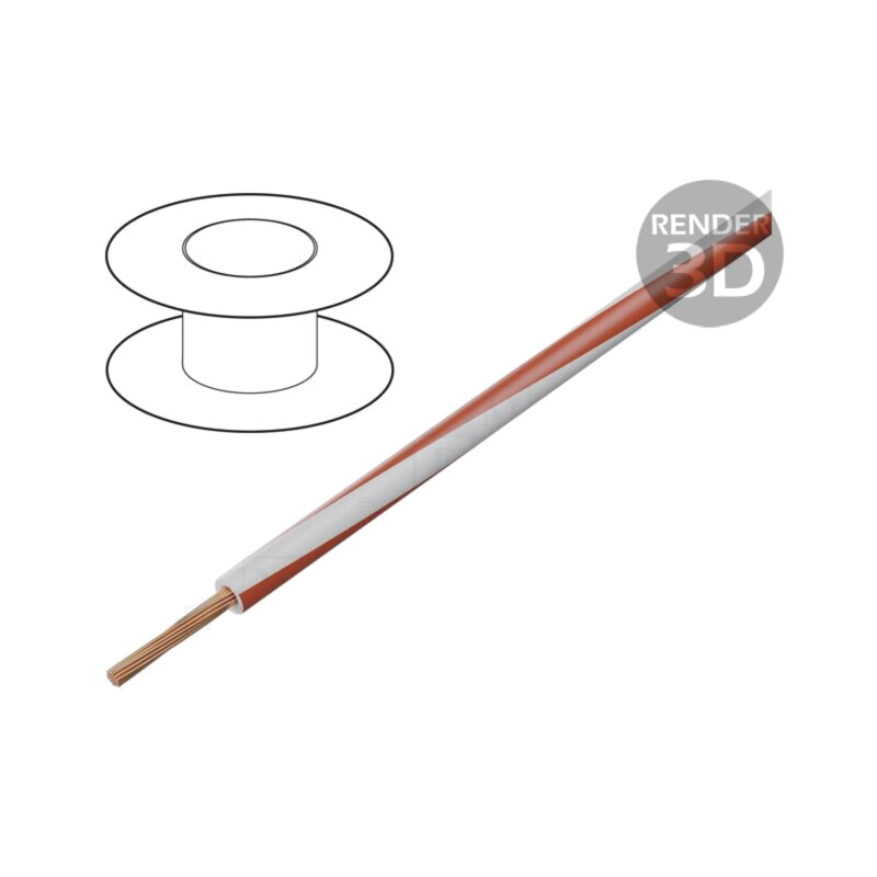 Cablu; H07V2-K; litat; Cu; 6mm2; 10AWG; PVC; alb-roşu; 450V,750V
