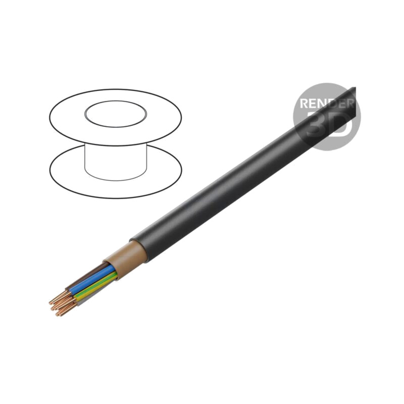 Cablu; NYY; 5G2,5mm2; rotund; sârmă; Cu; PVC; negru; 600V,1kV