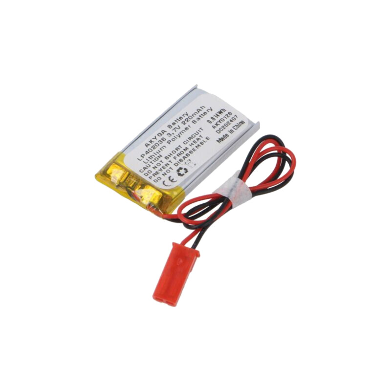 Acumul: Li-Po; 3,7V; 220mAh; cabluri,contector JST SYP-02T-1
