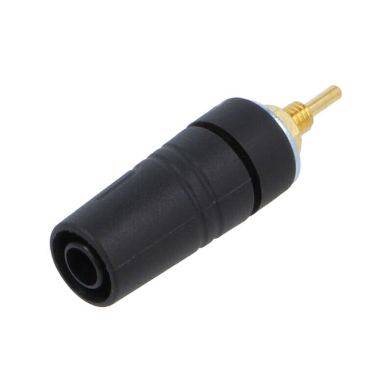 Conector: banană 4mm; soclu; 24A; 1kV; neagră; aurit; lipite; 43mm