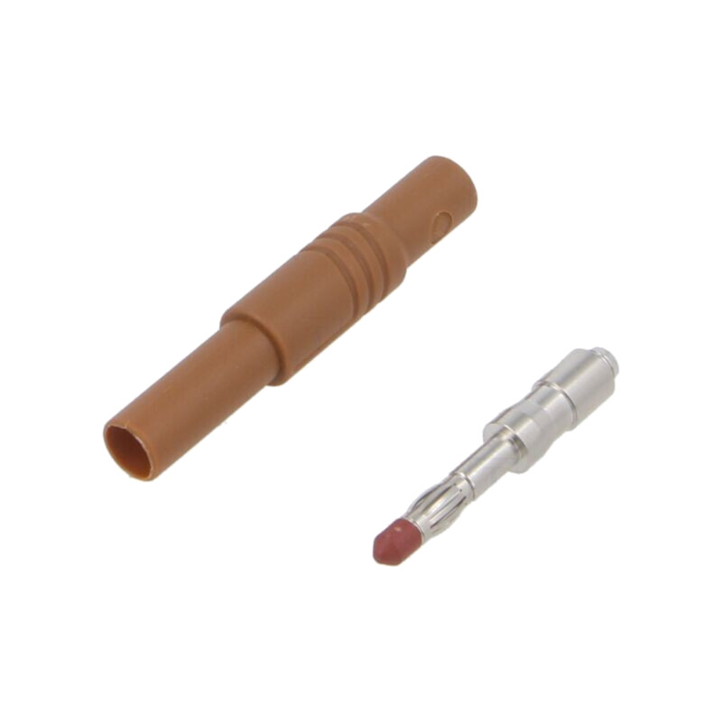 Conector: banană 4mm; mufă; 24A; 1kVDC; maro; cu izolaţie; 3mΩ