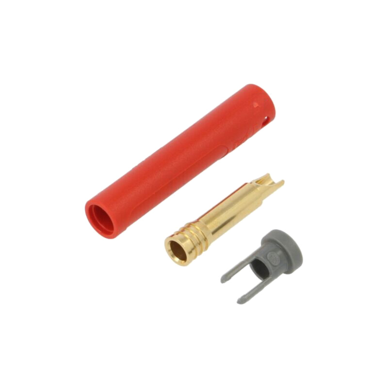 Conector: banană 4mm; soclu; 32A; 30VAC; 60VDC; L: 43,5mm; roşie
