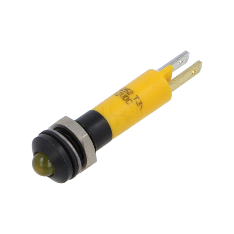 Lampă de control: LED; convex; galbenă; 12VDC; Ø8mm; IP67; ØLED: 5mm
