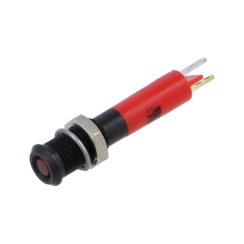 Lampă de control: LED; super plată; roşie; 24VDC; Ø6mm; IP40; 8mcd