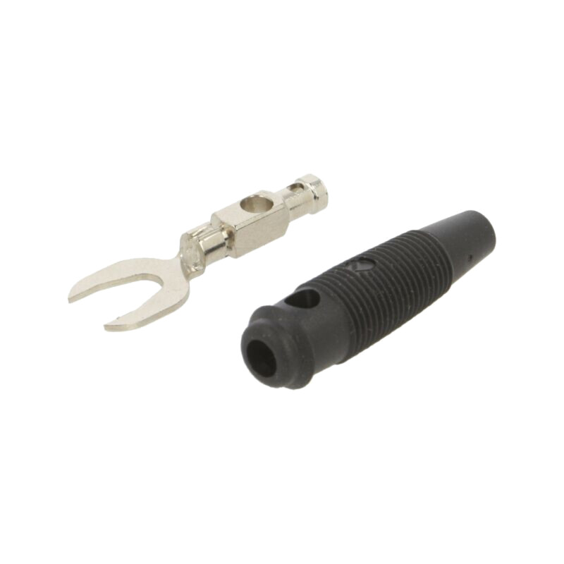 Conector: tip furcă; mufă; 60VDC; neagră; Lung.tot: 59mm; 2,5mm2