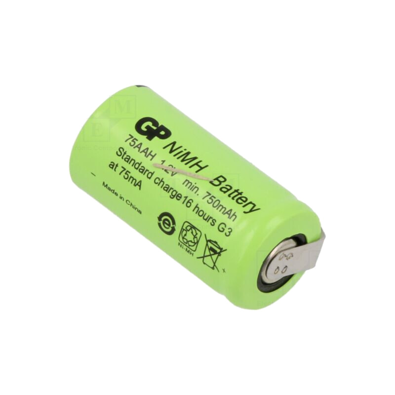 Acumul: Ni-MH; 2/3AA,2/3R6; 1,2V; 750mAh; urechi pentru lipire