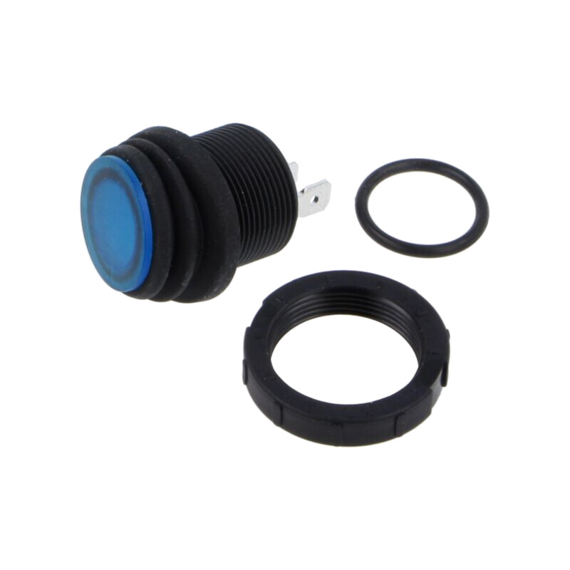 ROCKER; SPST; Poz: 2; ON-OFF; 16A/250VAC; albastră; IP68 (frontal)
