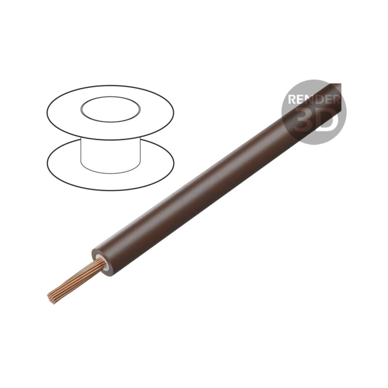 Cablu; litat; Cu; 0,75mm2; PVC; maro; 1000V; 100m; Clasa: 6; 1x0,75mm2