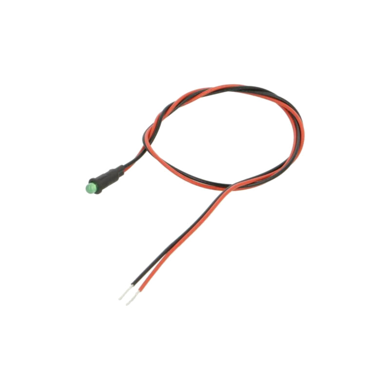Lampă de control: LED; verde; 2,1VDC; PM3; cabluri; 300mm; plastic