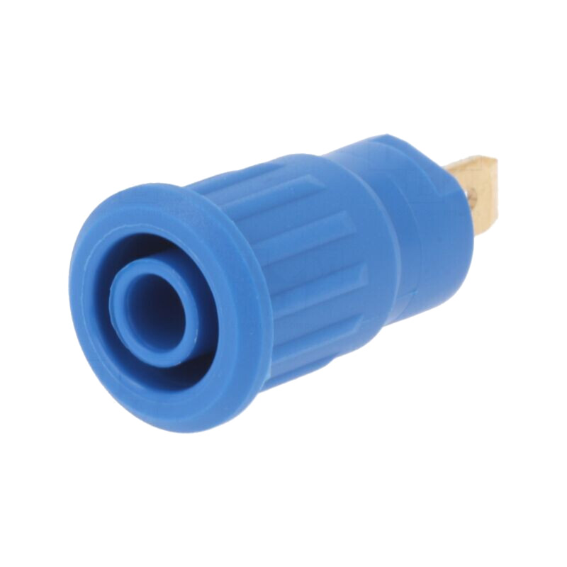 Conector: banană 4mm; soclu; 24A; 1kV; albastră; aurit; cu izolaţie