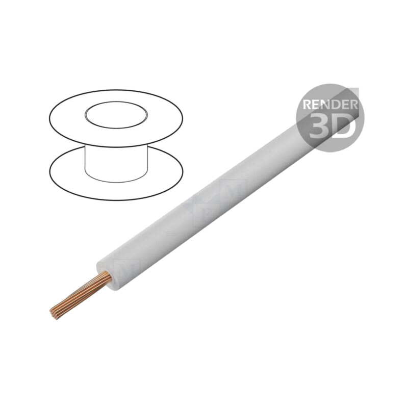 Cablu; litat; Cu; 0,5mm2; PVC; alb; 1000V; 100m; Clasa: 6; 1x0,5mm2