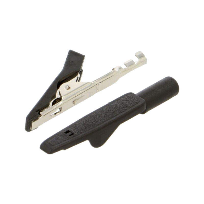 Bornă crocodil; 8A; 60VDC; Capacitate prindere: max.4mm; neagră