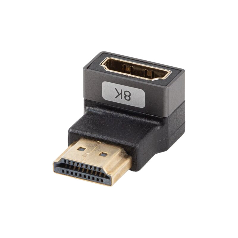 Adapter; HDMI socket,HDMI plug 90° up/down; HDMI 2.1; silver