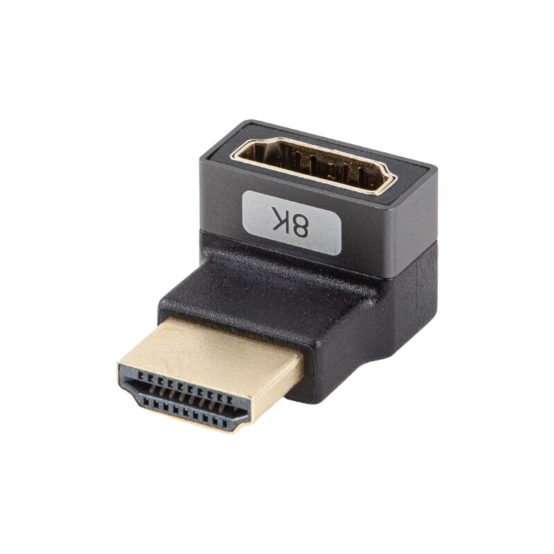 Adapter; HDMI socket,HDMI plug 270° up/down; HDMI 2.1; silver