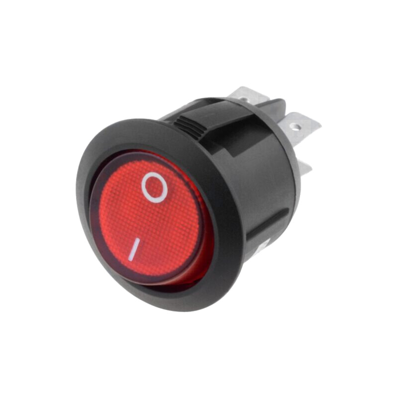 ROCKER; DPST; Poz: 2; ON-OFF; 10A/250VAC; roşie; lampă cu neon; 230V
