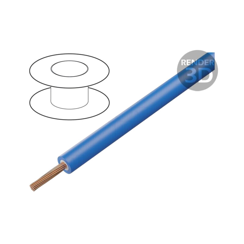 Cablu; litat; Cu; 0,5mm2; PVC; albastru; 1000V; 100m; Clasa: 6