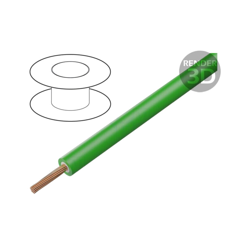 Cablu; litat; Cu; 0,5mm2; PVC; verde; 1000V; 100m; Clasa: 6; 1x0,5mm2