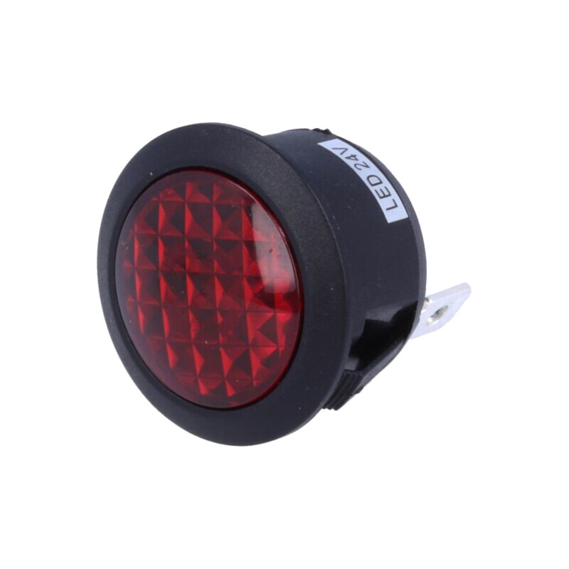 Lampă de control: LED; convex; roşie; 24VDC; Ø20mm; IP20; poliamidă