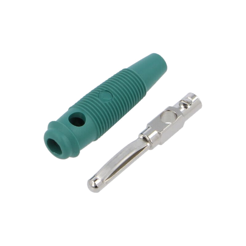 Conector: banană 4mm; mufă; 16A; 60VDC; verde; 3mΩ; 1,5mm2; nichelat