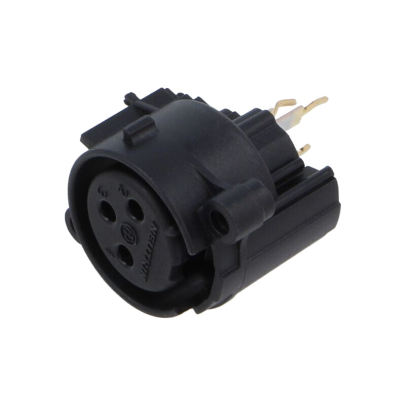 Conector: XLR; soclu; mamă; PIN: 3; drept; cu buton; THT; neagră; 6A