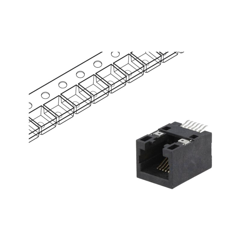 Conector: RJ12; soclu; PIN: 6; Cat: 5; 6p6c; SMT; orizontală