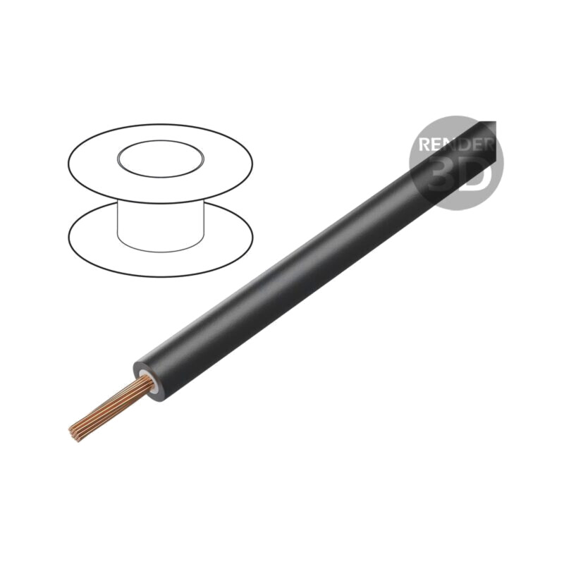 Cablu; litat; Cu; 0,4mm2; PVC; negru; 1000V; 100m; Clasa: 6; 1x0,4mm2