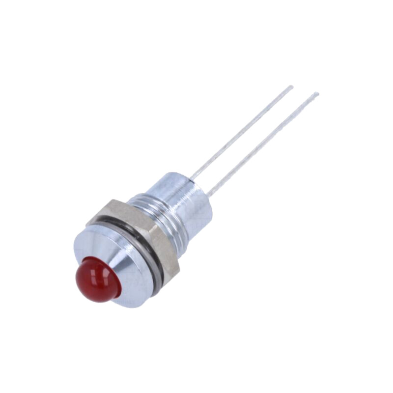 Lampă de control: LED; convex; roşie; 2VDC; Ø8mm; IP40; 2pin; metal