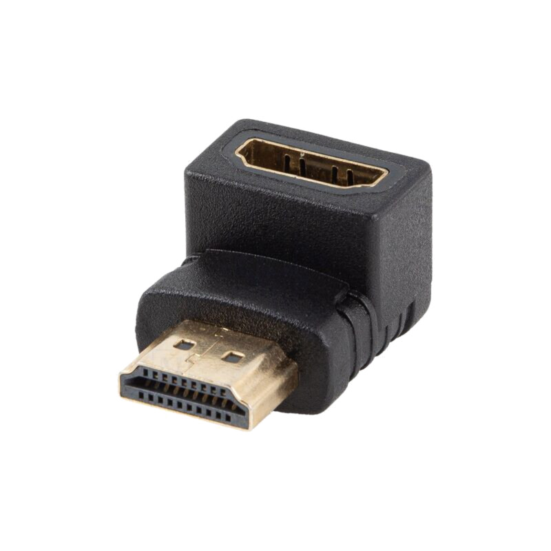 Adapter; HDMI socket,HDMI plug 90° up/down; HDMI 2.0; black; PVC
