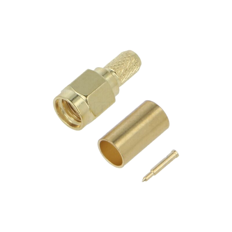 Conector: SMA; mufă; tată; drept; 50Ω; lipire,crimpat; PTFE; aurit