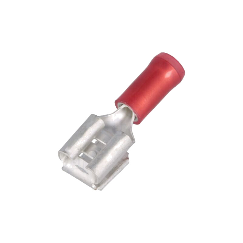 Terminal: plat; 6,3mm; 0,8mm; mamă/tată; 0,3÷1,5mm2; crimpat; roşie