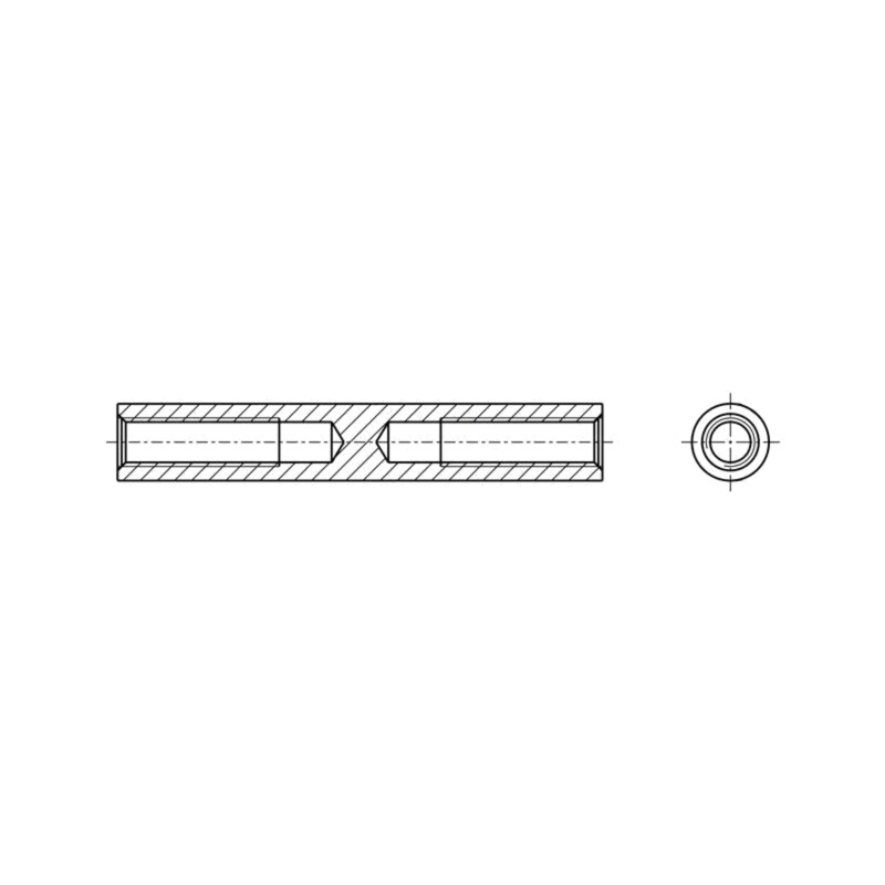 Piuliţă-distanţieră filetată; 6mm; Filet int: M3; cilindric