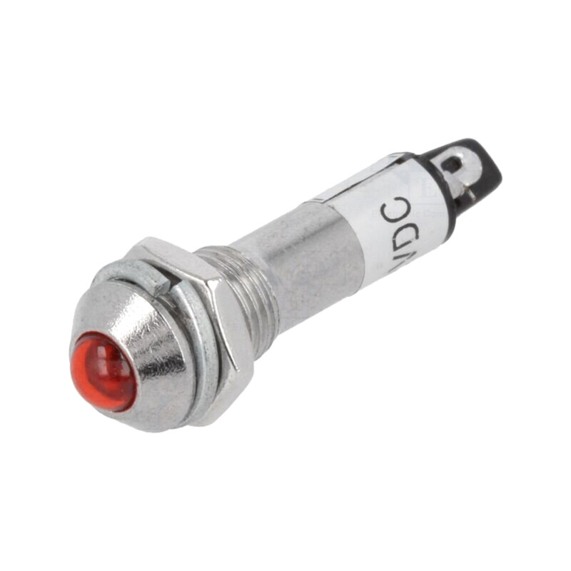 Lampă de control: LED; convex; roşie; 12VDC; Ø8,2mm; IP40; pt.lipit