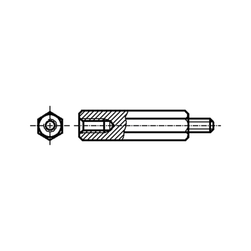 Manşon distanţier; 12mm; Filet int: M4; Filet ext: M4; hexagonală