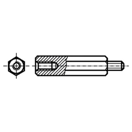 Manşon distanţier; 12mm; Filet int: M4; Filet ext: M4; hexagonală