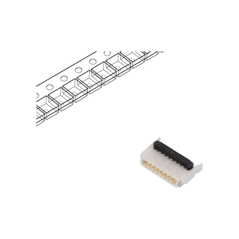 Conector: FFC/FPC; aurit; SMT; 500mA; 50V; FBH1; PIN: 8; Mat: LCP